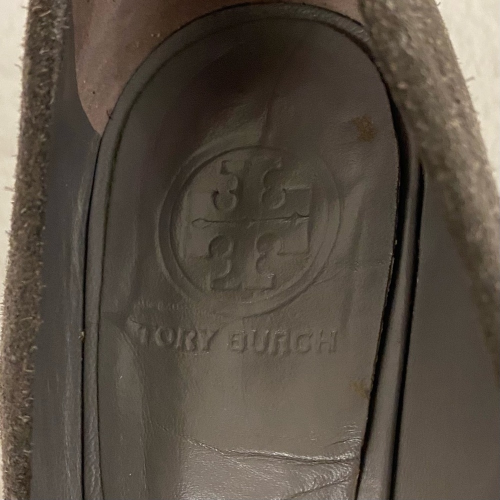 Tory Burch Sally Spilt Suede Wedge Heels Women’s Size 10M Elephant Gray - Picture 7 of 13